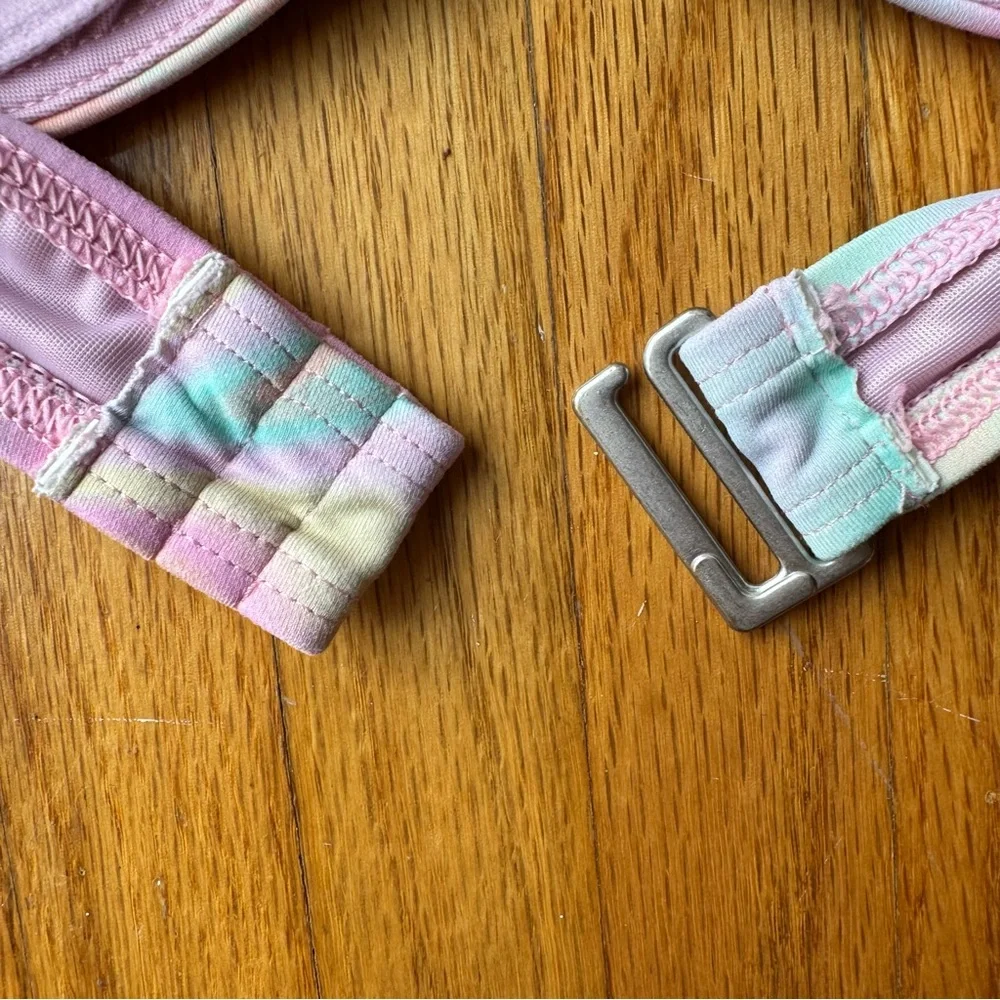 Lands End Pastel Rainbow Swirl V-Neck Bikini Top - Picture 10 of 13